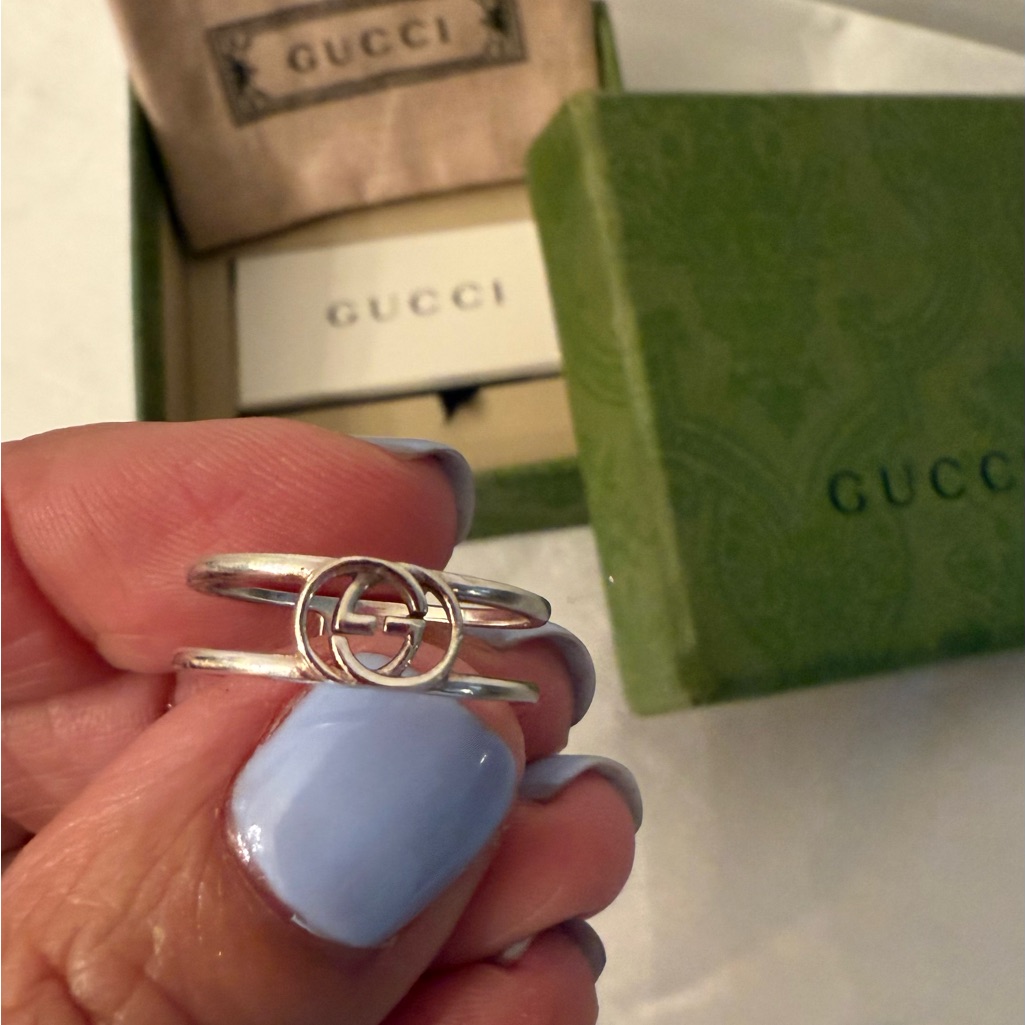 Gucci Silver Double G Marmont Ring